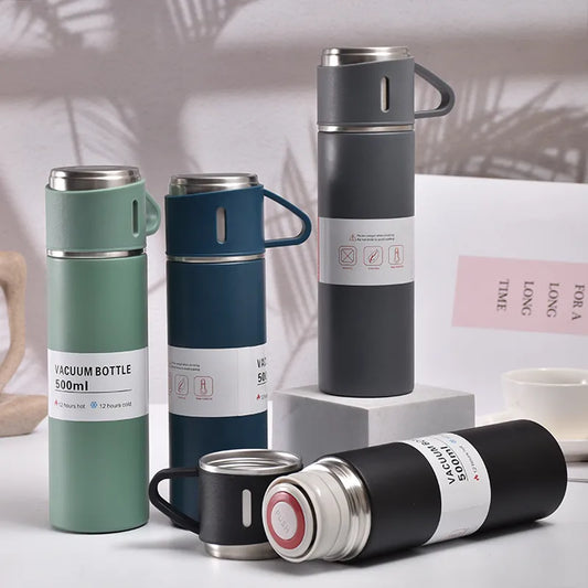 500ml Vacuum Insulated Stainless Steel Bottle Gift Set - Office Business Style, Coffee Mug, Thermos Flask, Portable Carafe